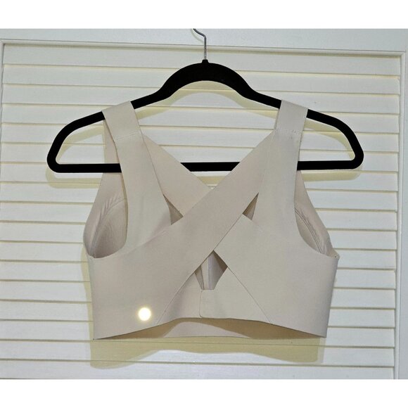 Lululemon Women's Beige Cross-Back Sports Bra With Zip Closure Size 36DD 2593 - Picture 11 of 13
